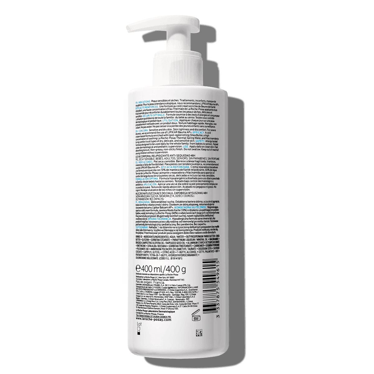 La Roche Posay Kroppsvård Lipikar Body Milk 400ml 3337875549615 Baksida